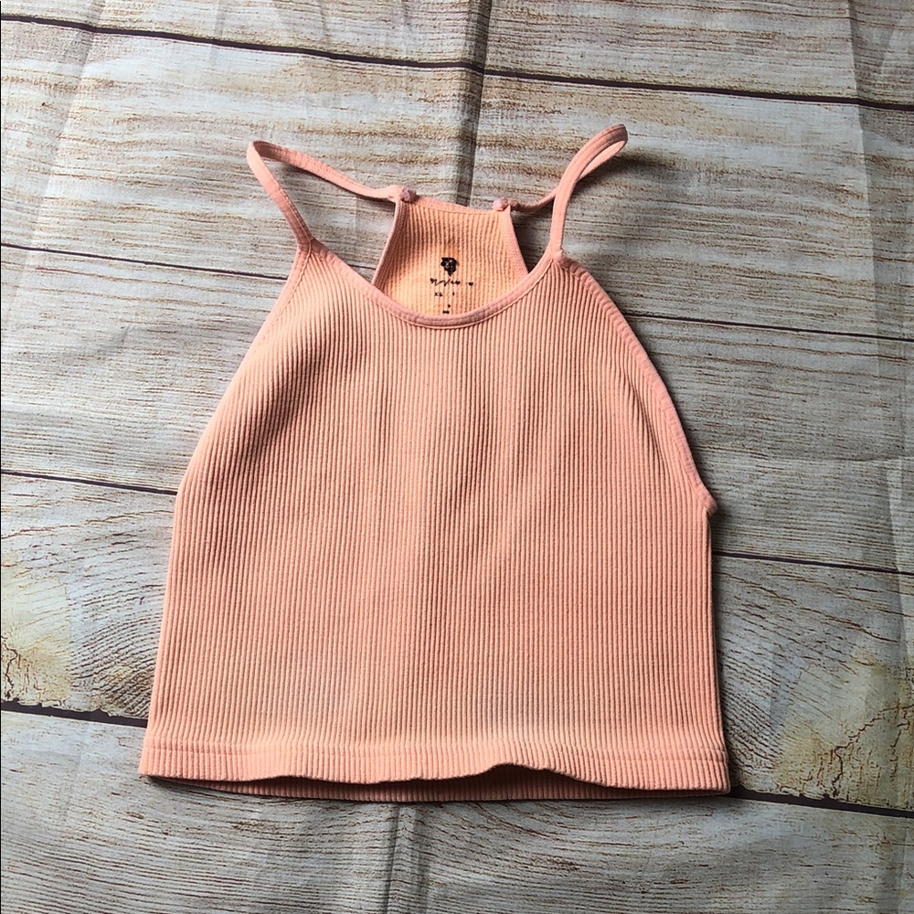 FP Movement by Free People Peach Ribbed Crop Top